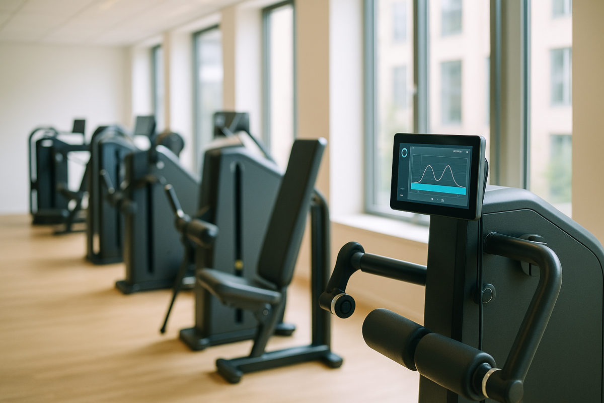 Modernes Fitnessstudio mit computergesteuerten Trainingsgeräten für isokinetisches Training