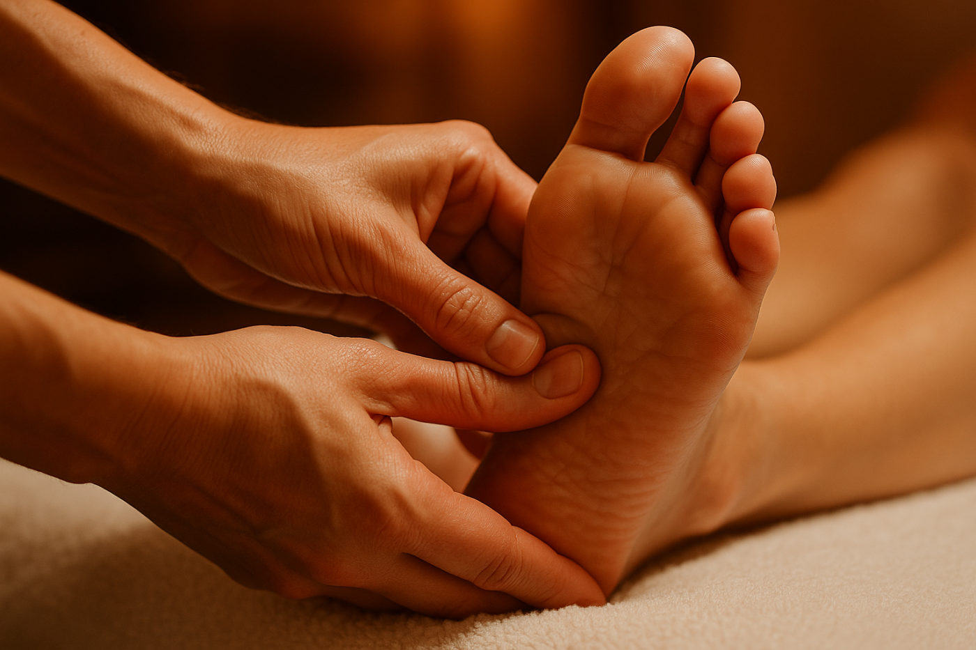 Entspannende Fußmassage im Wellness-Setting