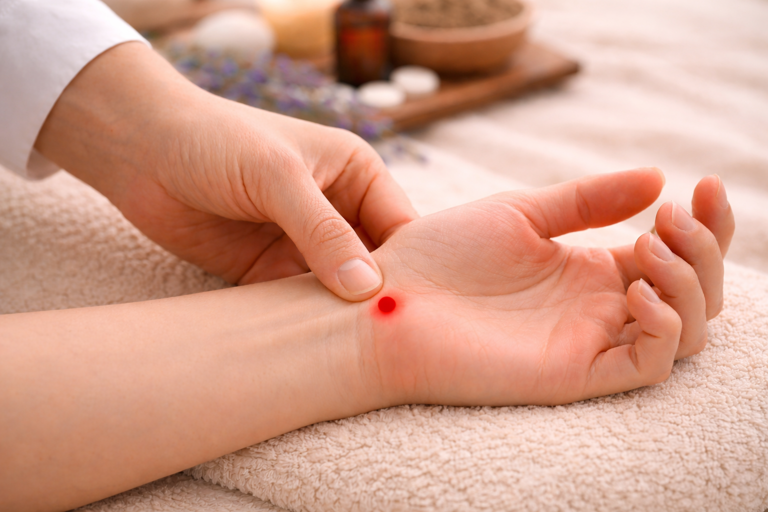 Akupressur am Handgelenk gegen Stress