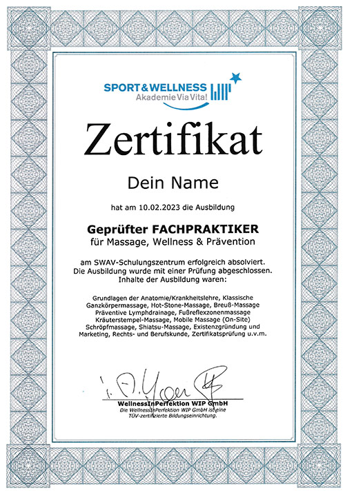 Massage Ausbildung mit Zertifikat